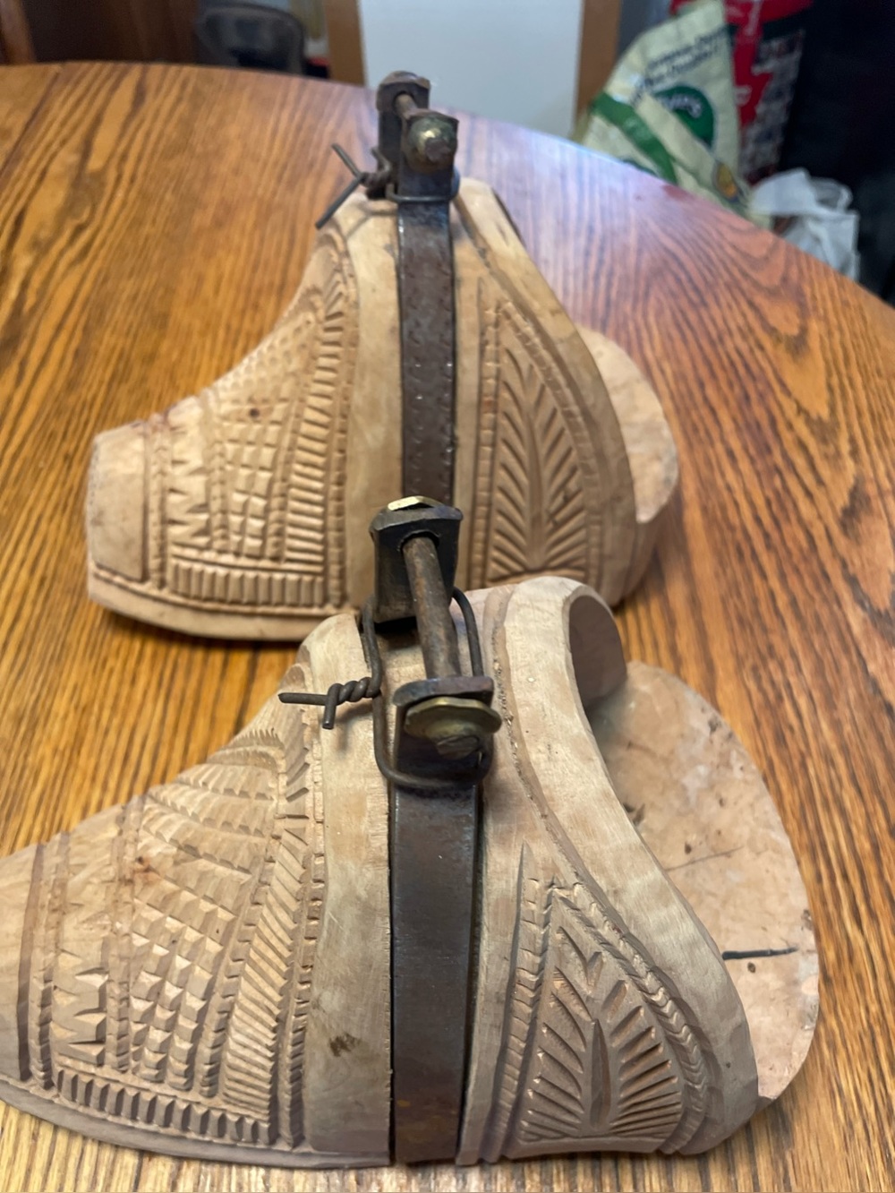 Horse Tack Vtg Hand Carved Western Wooden Tapadero Stirrups Decor